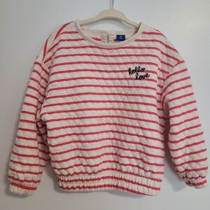 🧸2/20$ Old Navy Cream & Pink Striped Quilted Pullover Sweater Girl 4T